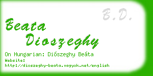 beata dioszeghy business card